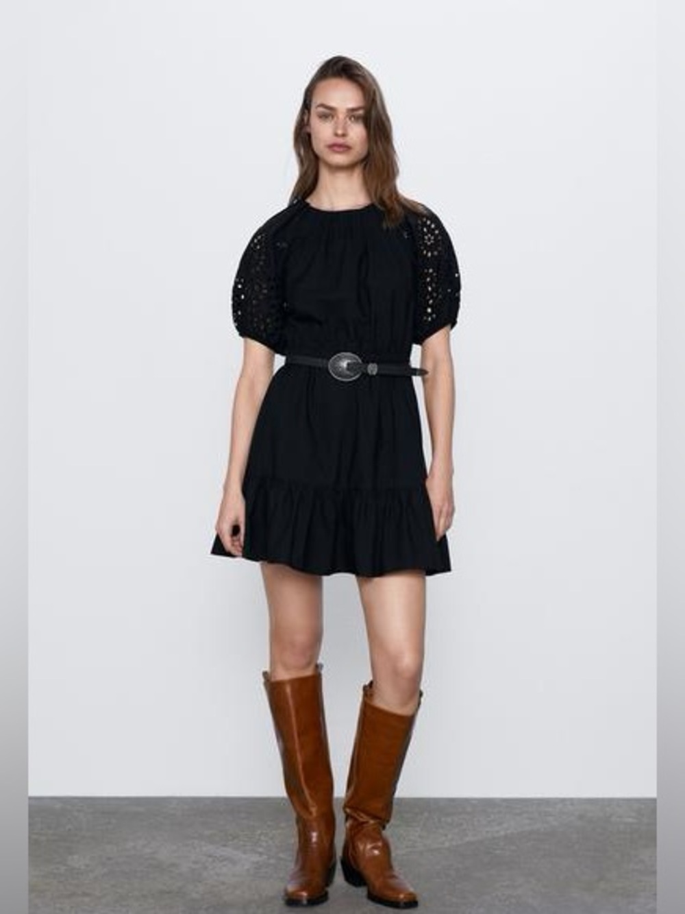 Zara EMBROIDERED POPLIN DRESS